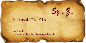 Szlovák Zia névjegykártya